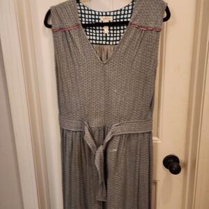 Matilda Jane Gray Midi Dress with Red and Blue Accents